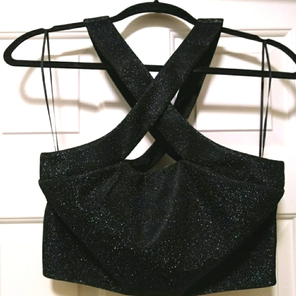 NWOT Sparkle, Criss-Cross Crop Top Racerback Tank